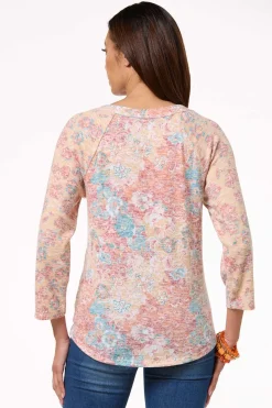 Brushed Floral Baseball Top
