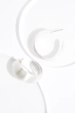 Brushed Silver Hoop Earrings