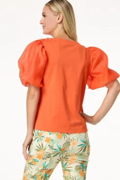 Bubble Sleeve Rosette Top