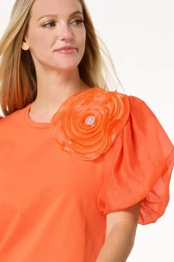 Bubble Sleeve Rosette Top