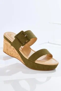 Buckle Band Cork Wedges