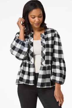 Buffalo Plaid Peplum Cardigan