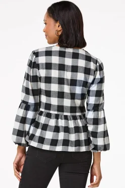Buffalo Plaid Peplum Cardigan