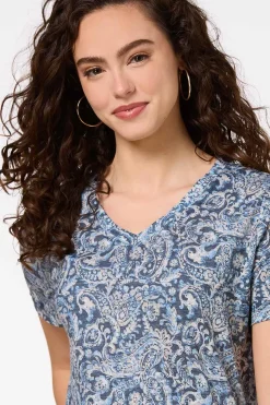 Burnwash Navy Paisley Top