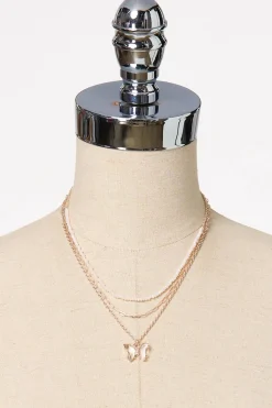 Butterfly Pendant Layered Necklace