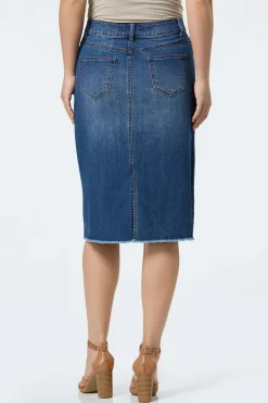 Button Fly Denim Skirt