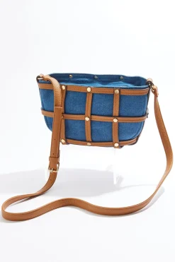 Caged Denim Crossbody