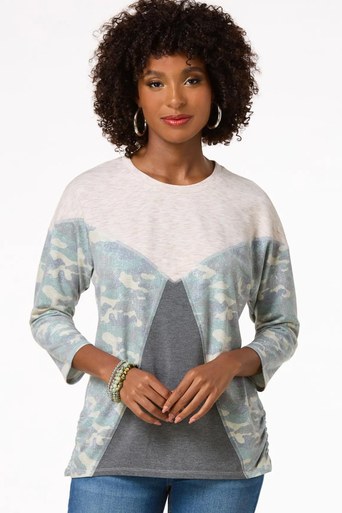 Camo Colorblock Top
