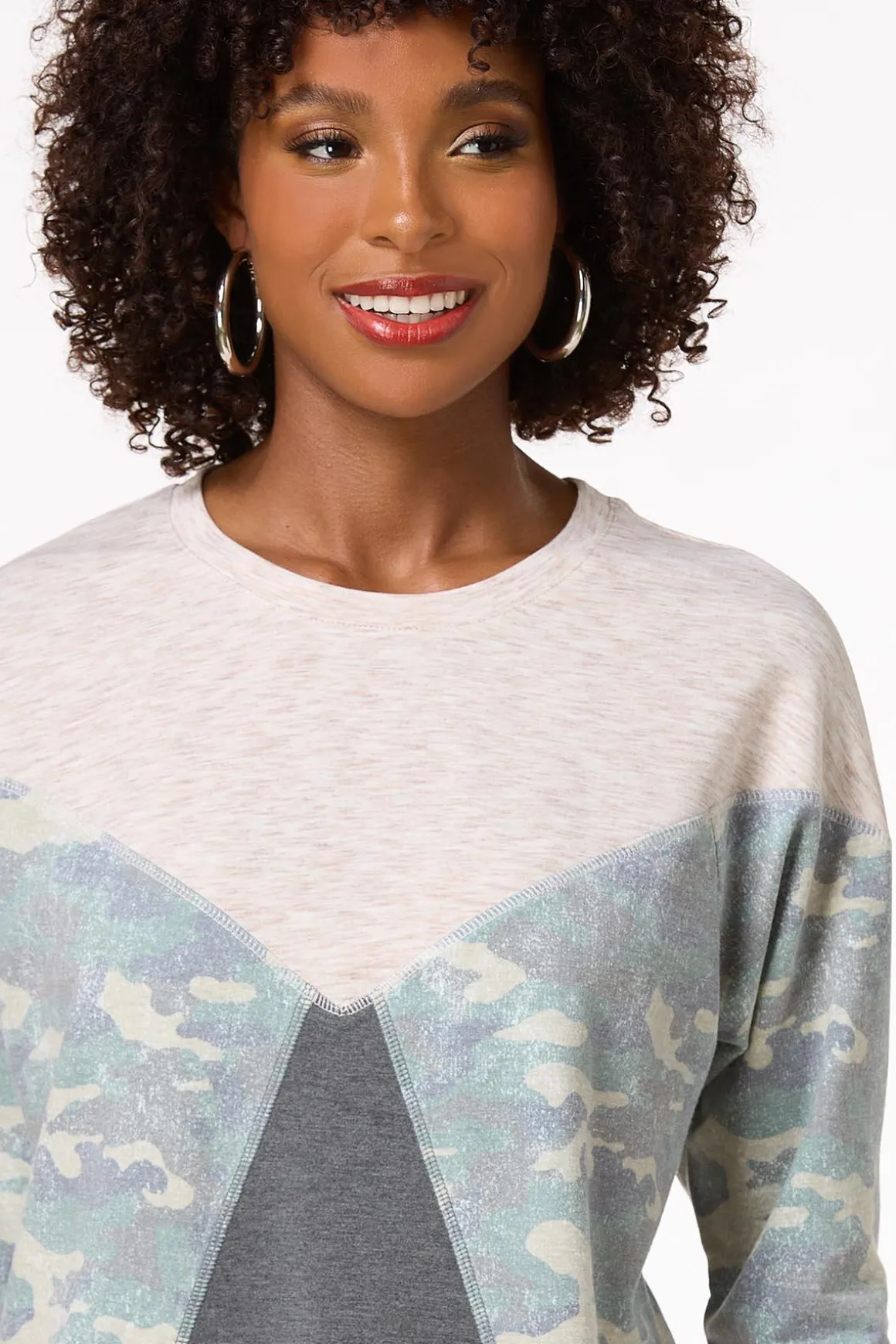 Camo Colorblock Top