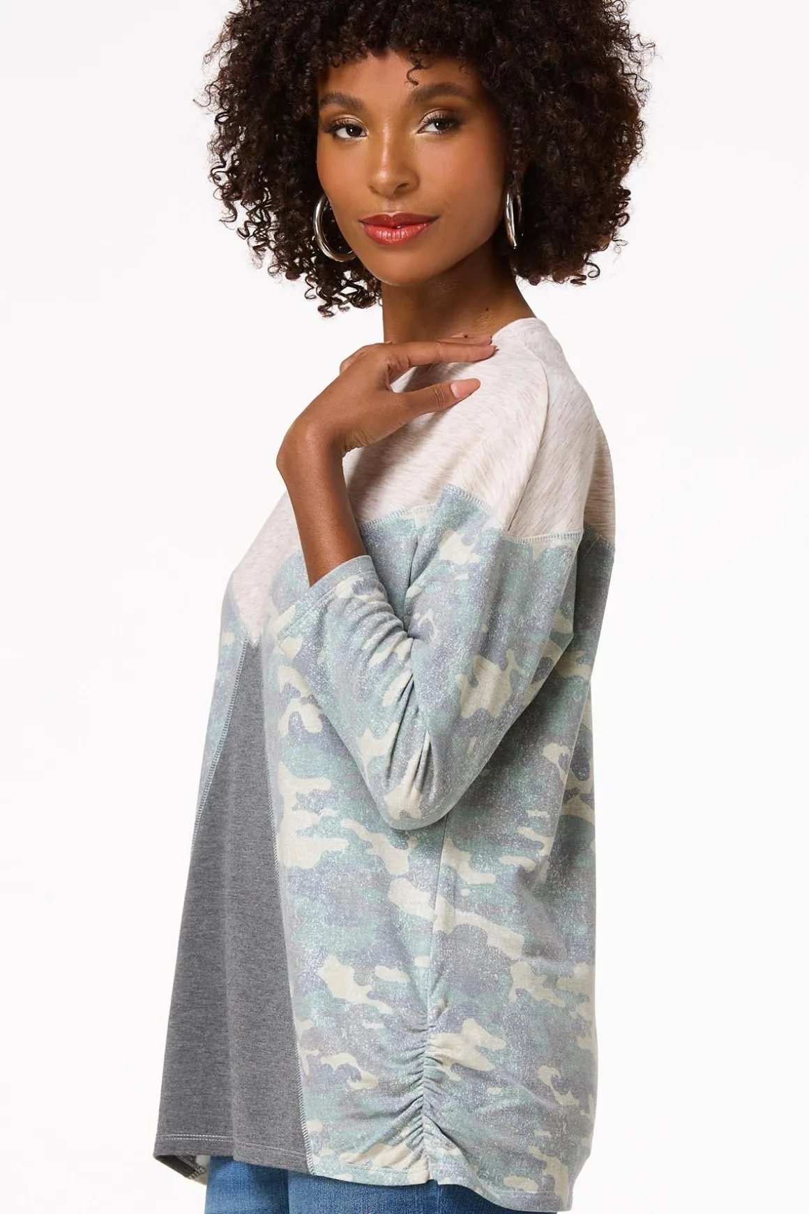 Camo Colorblock Top