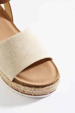 Canvas Band Flatform Wedge Sandals