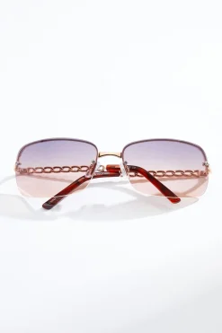 Chain Arm Rimless Sunglasses