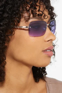 Chain Arm Rimless Sunglasses