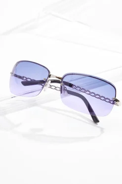 Chain Arm Rimless Sunglasses
