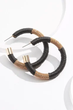 Chain Detail Wrapped Hoop Earrings