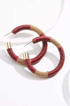 Chain Detail Wrapped Hoop Earrings