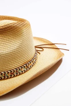 Chevron Band Straw Western Hat