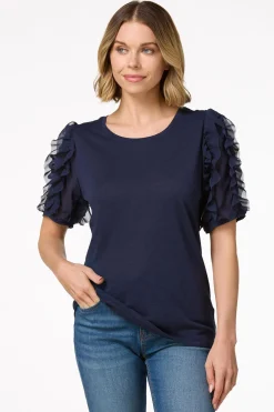 Chiffon Ruffled Sleeve Top