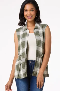 Cinched Plaid Vest