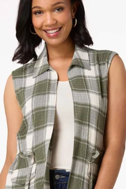 Cinched Plaid Vest