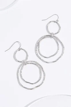 Circle Hammered Dangle Earrings