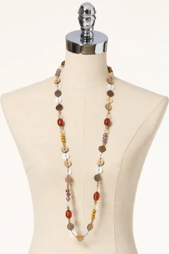 Circle Wood Beads Long Necklace Set