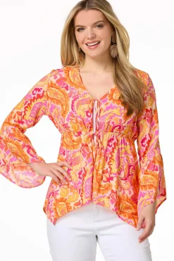 Citrus Burst Tie Front Top