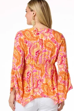 Citrus Burst Tie Front Top