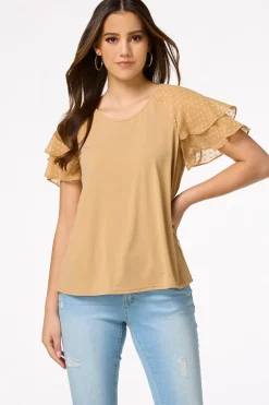 Clip Dot Flutter Sleeve Top