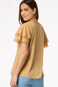 Clip Dot Flutter Sleeve Top