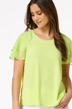 Clip Dot Flutter Sleeve Top