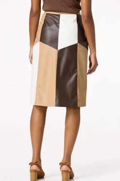 Colorblock Faux Leather Skirt