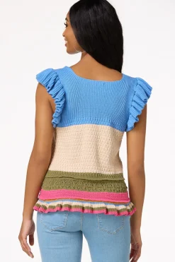 Colorblock Flutter Sleeve Sweater