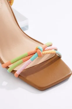 Colorblock Tube Strap Heeled Sandals