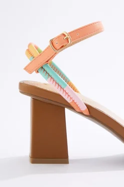 Colorblock Tube Strap Heeled Sandals