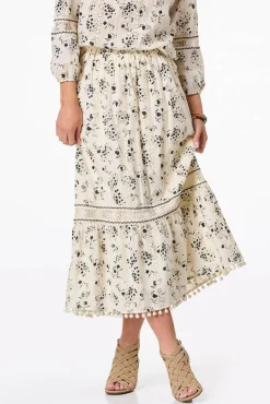 Contrast Floral Eyelet Skirt