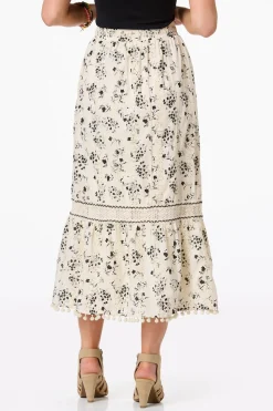 Contrast Floral Eyelet Skirt
