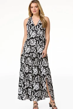 Contrast Floral Halter Dress