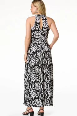 Contrast Floral Halter Dress
