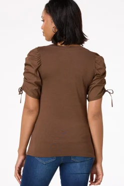 Contrast Ruched Sleeve Top
