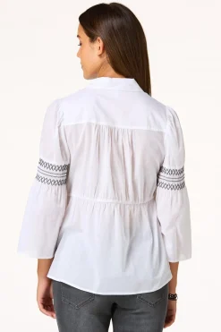 Contrast Stitch Smocked Top