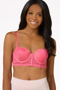 Coral Pink Lace Convertible Bra Set