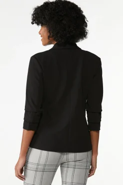 Crepe Ruched Sleeve Blazer