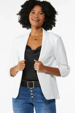Crepe Ruched Sleeve Blazer