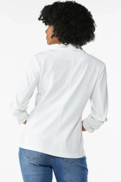 Crepe Ruched Sleeve Blazer