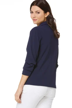 Crepe Ruched Sleeve Blazer