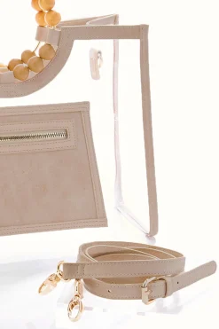 Croc Trim Wood Handle Clear Satchel