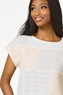 Crochet Embroidered Patchwork Top