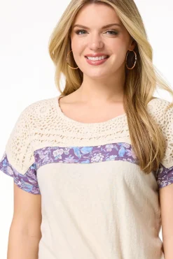 Crochet Floral Tie Hem Top