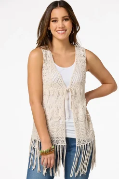 Crochet Fringe Trim Vest